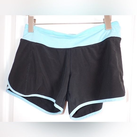 Lululemon Turbo Run Short Black/Angel Blue/Tonka Stripe Angle Blue (2012) sz 6 - Picture 1 of 11